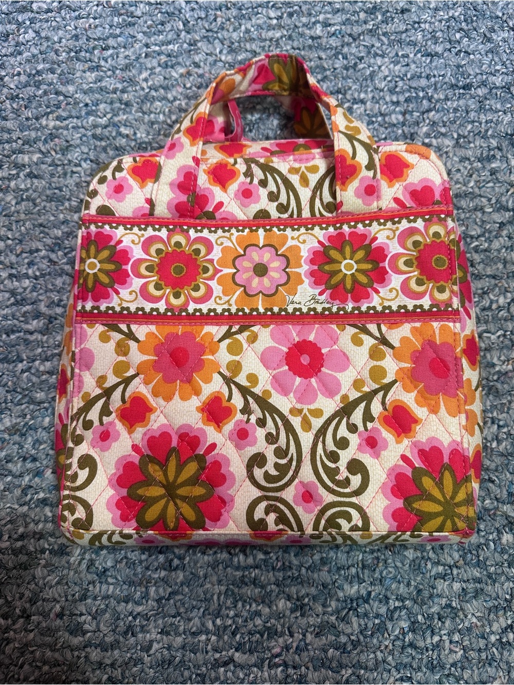 NWT Vera Bradley Folkloric Pink Orange Floral Tech Organizer Case Cottagecore
